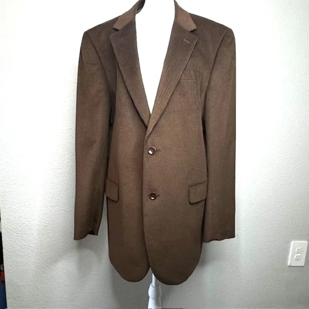 Jos. A. Bank 43L Brown Wool Silk Corduroy 2 Button Sport Coat Blazer